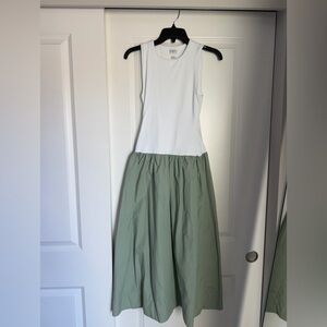 Aritzia White and Green Midi Dress